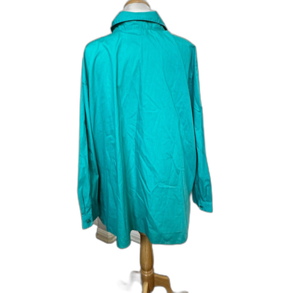 Bob Mackie Wearable Art Sequins Teal Button Down Tunic Top - Woman 3X - Picture 5 of 7